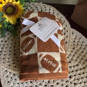 Deborah Connolly Brown Football Pattern Hand Towels